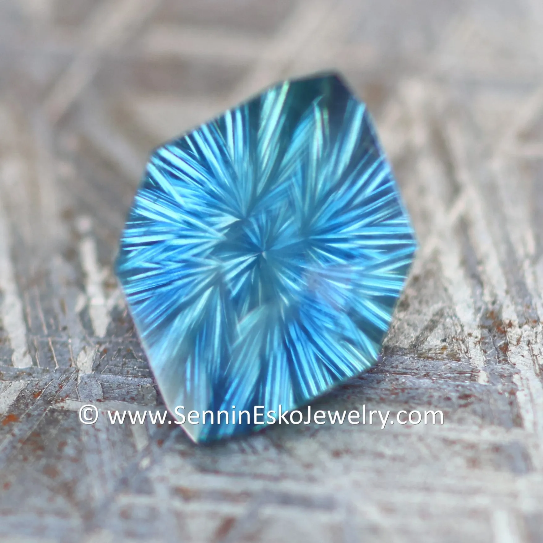 4.6ct Teal Malawi Sapphire Decagon - 12x8.6mm - Galaxy Cut