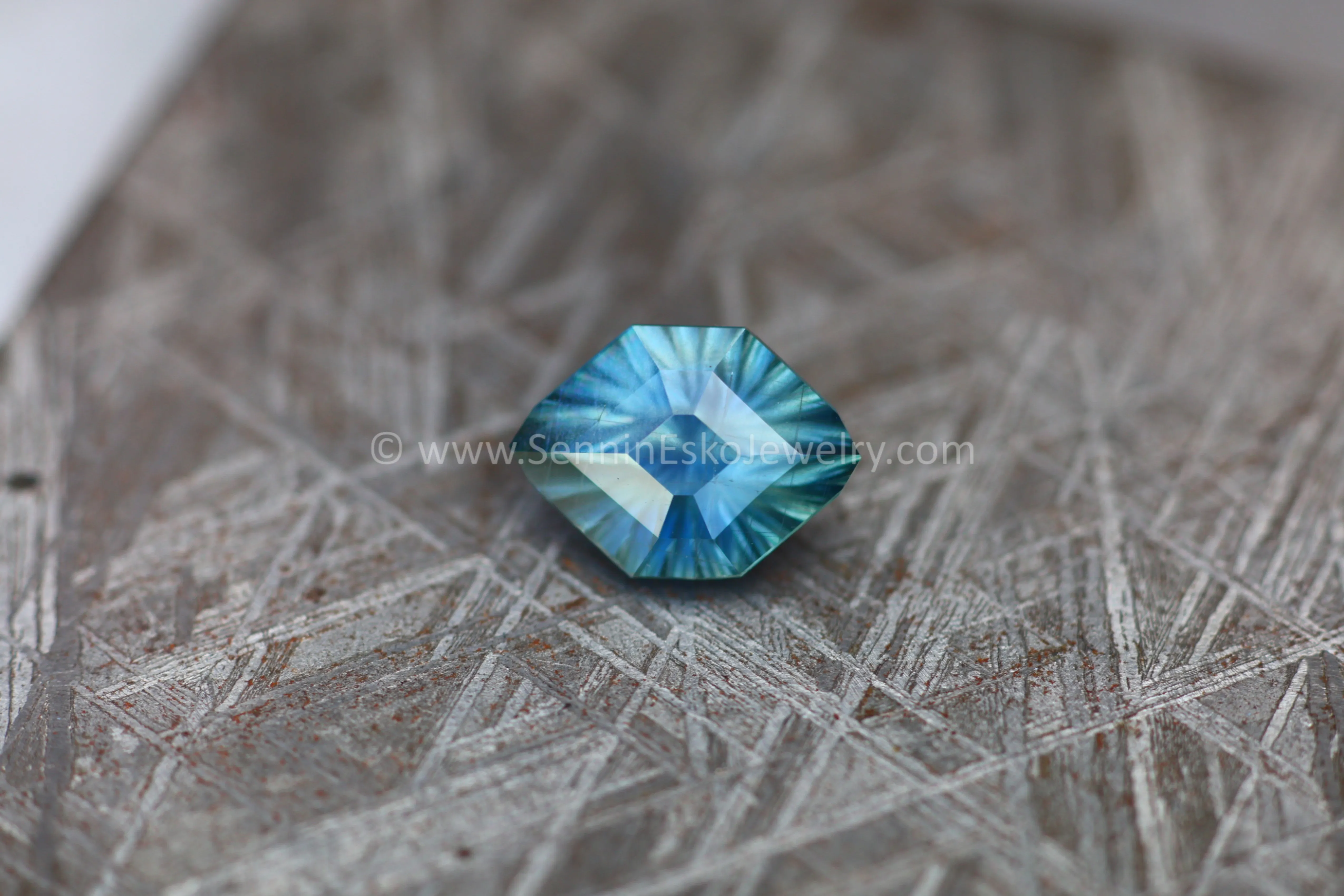 4.6ct Teal Malawi Sapphire Decagon - 12x8.6mm - Galaxy Cut