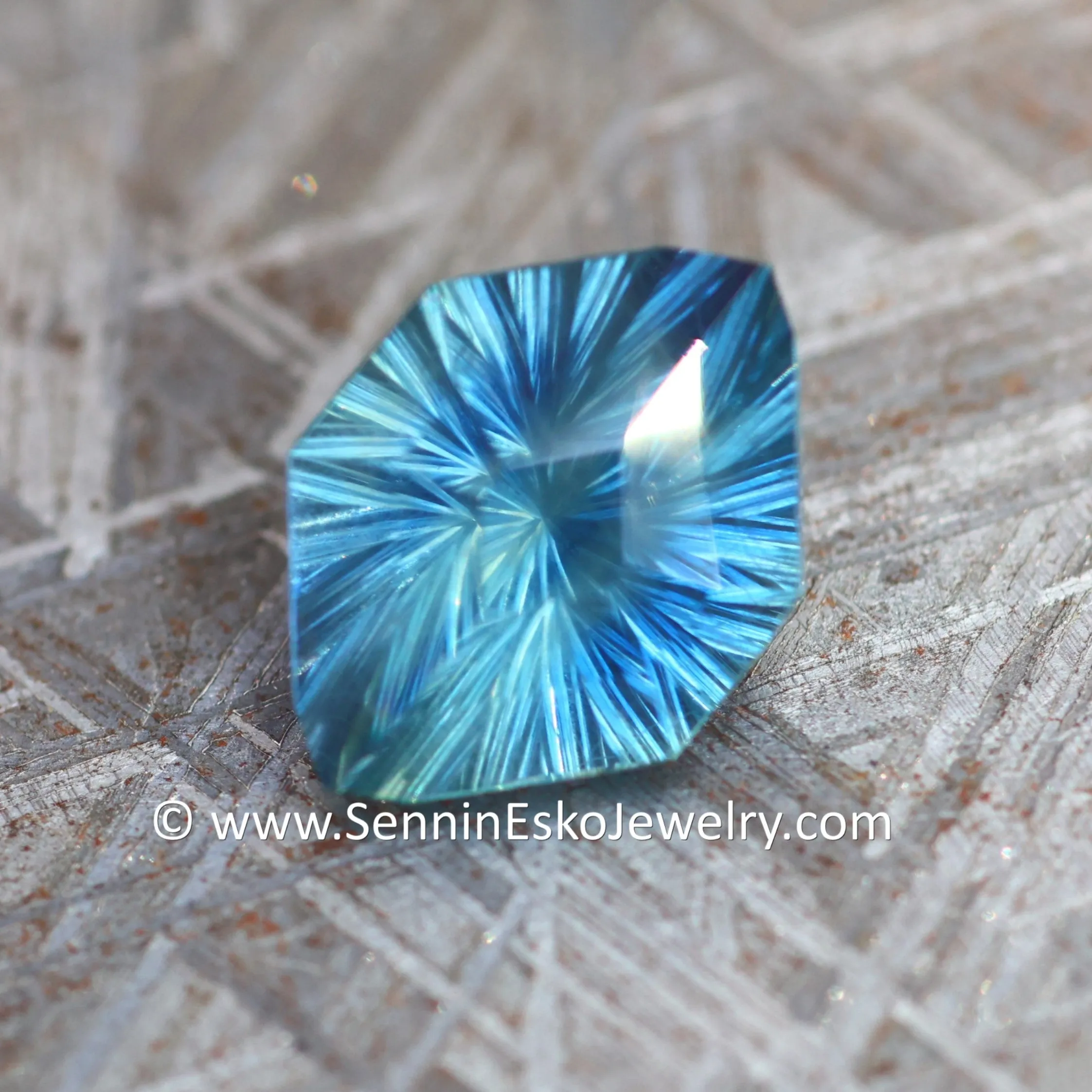 4.6ct Teal Malawi Sapphire Decagon - 12x8.6mm - Galaxy Cut