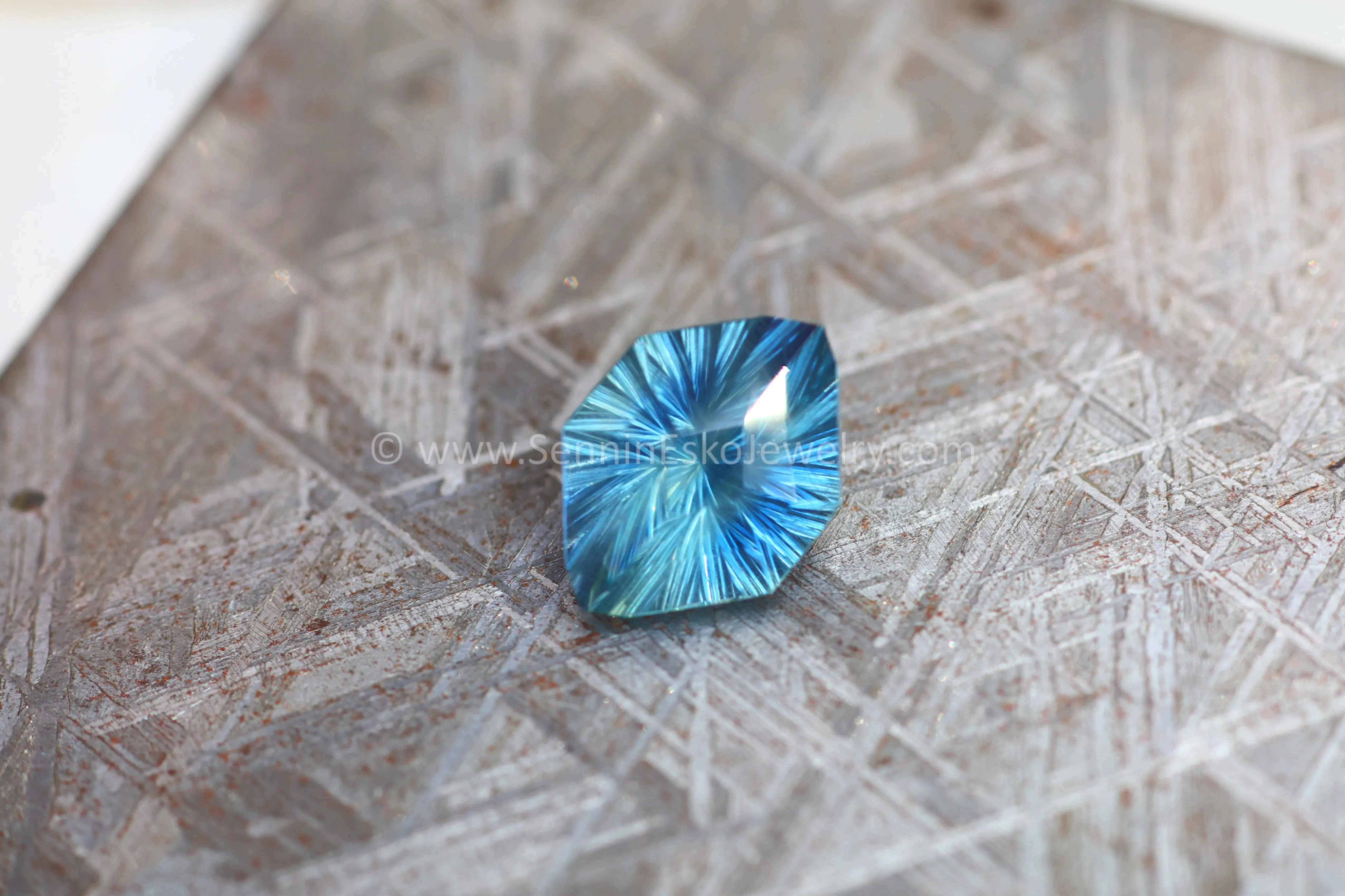 4.6ct Teal Malawi Sapphire Decagon - 12x8.6mm - Galaxy Cut