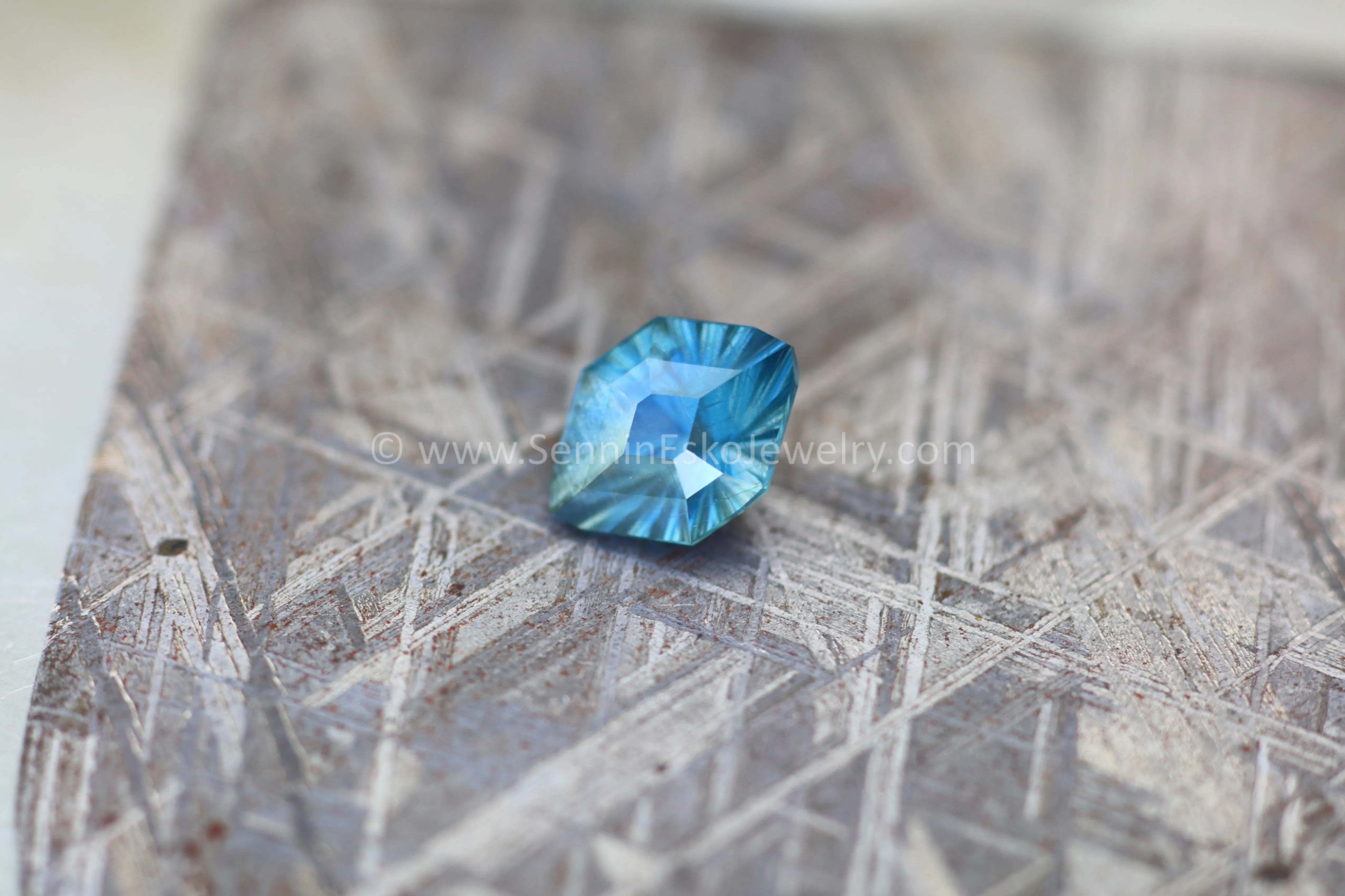 4.6ct Teal Malawi Sapphire Decagon - 12x8.6mm - Galaxy Cut