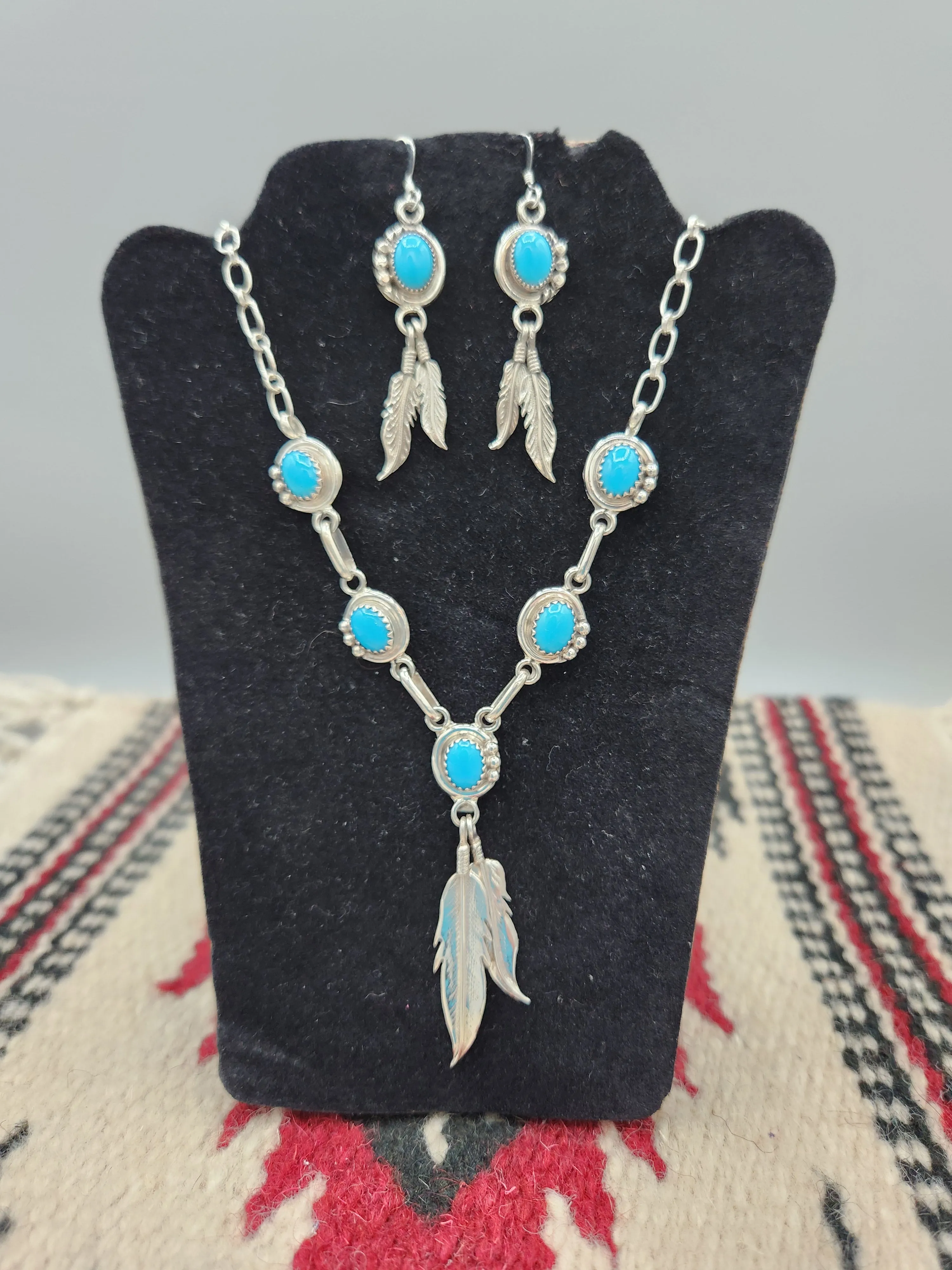 5 STONE TURQUOISE NECKLACE & EARRING SET - RITA LARGO