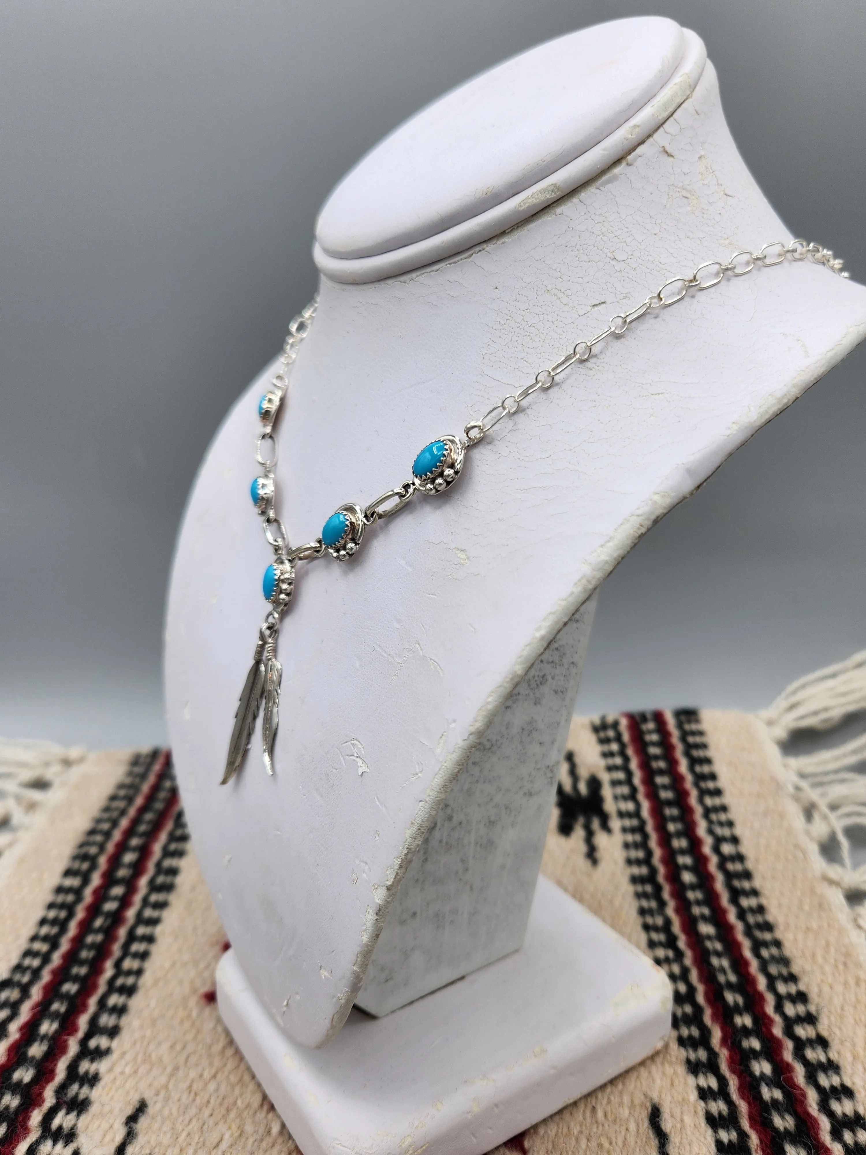 5 STONE TURQUOISE NECKLACE & EARRING SET - RITA LARGO