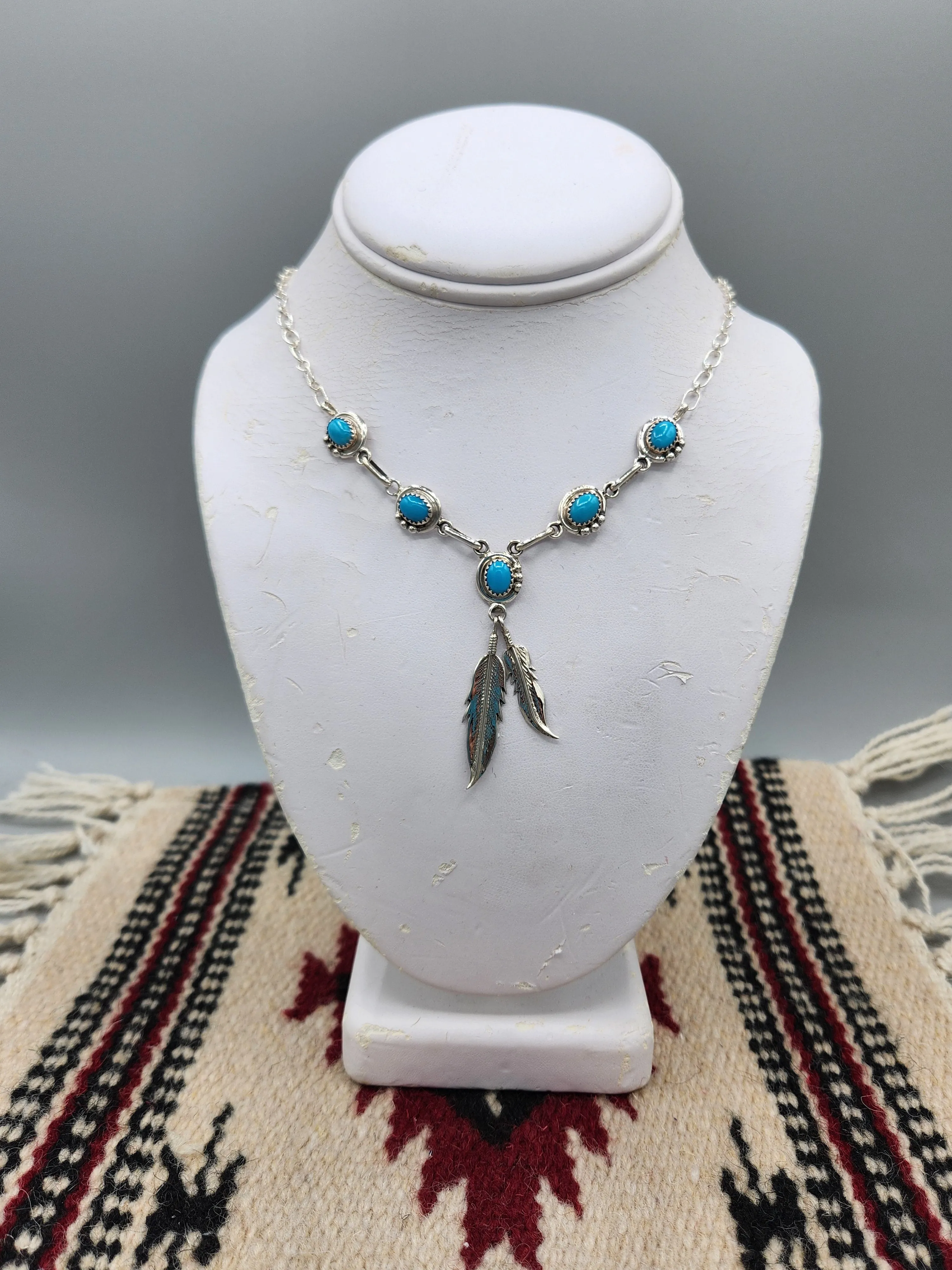 5 STONE TURQUOISE NECKLACE & EARRING SET - RITA LARGO