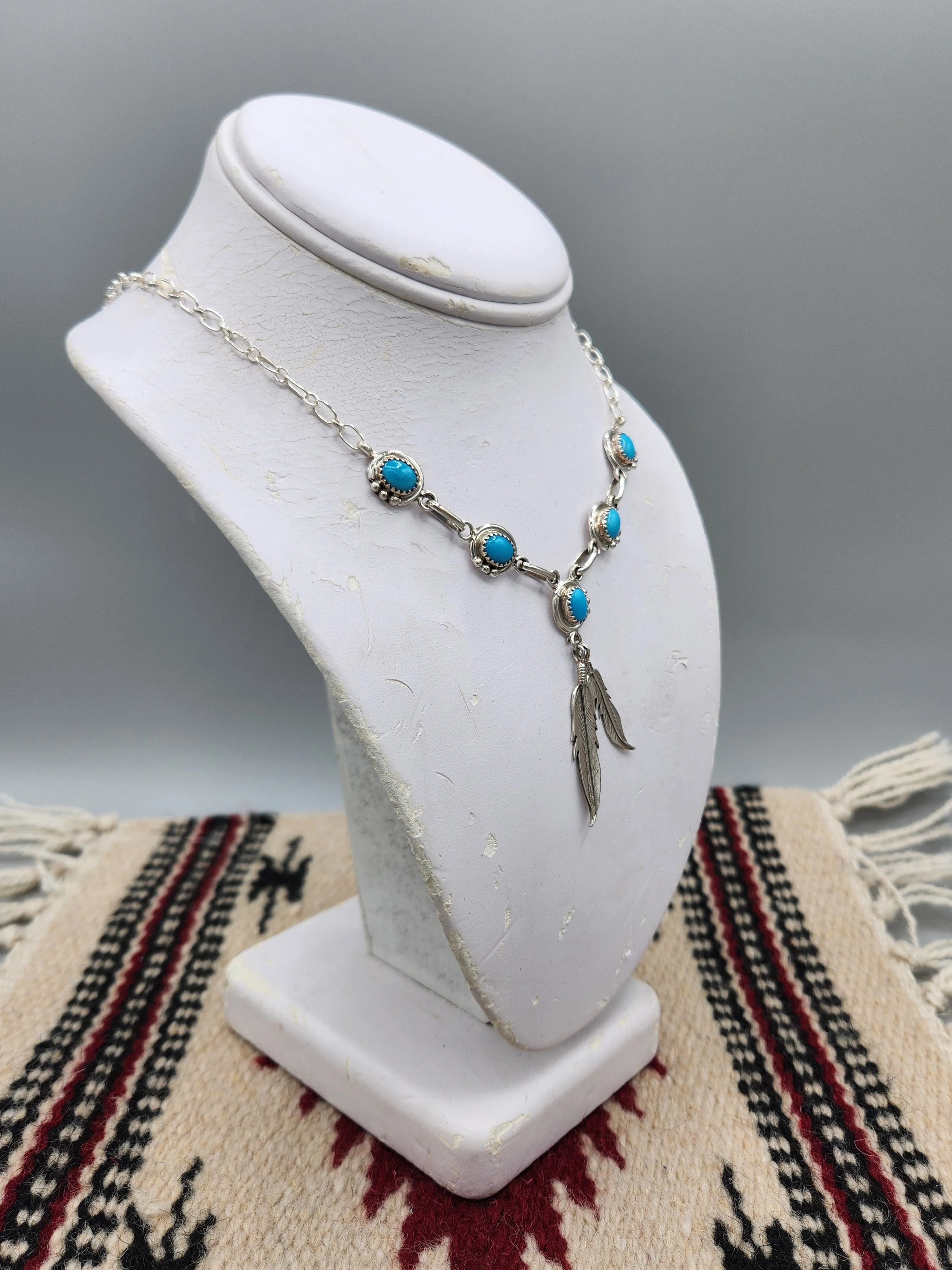 5 STONE TURQUOISE NECKLACE & EARRING SET - RITA LARGO