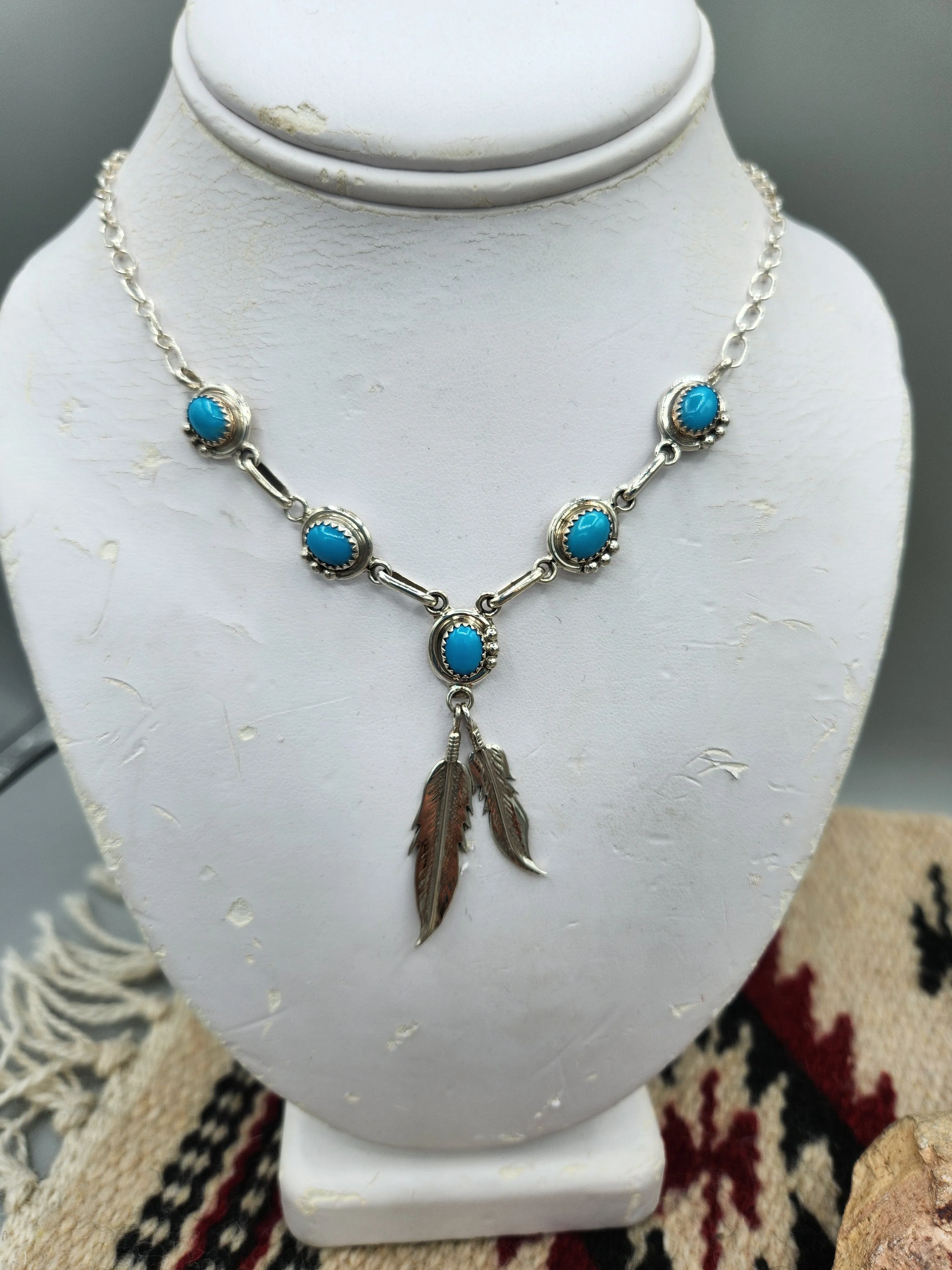 5 STONE TURQUOISE NECKLACE & EARRING SET - RITA LARGO