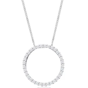 9ct Gorgeous White Gold  Circle of Life 1/4 Carat Diamond Pendant With Chain