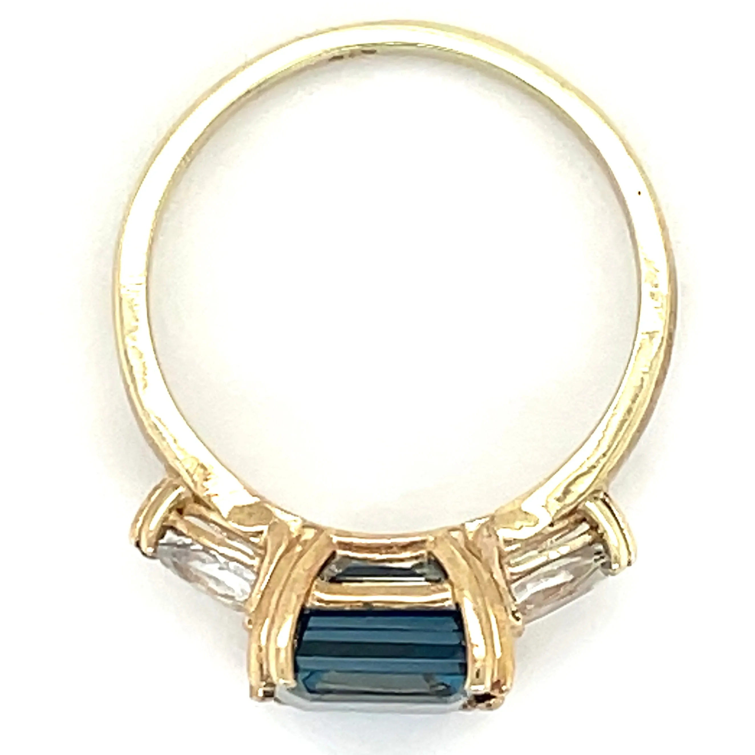 9ct Yellow Gold Earth Grown London Blue Topaz & White Sapphire Ring