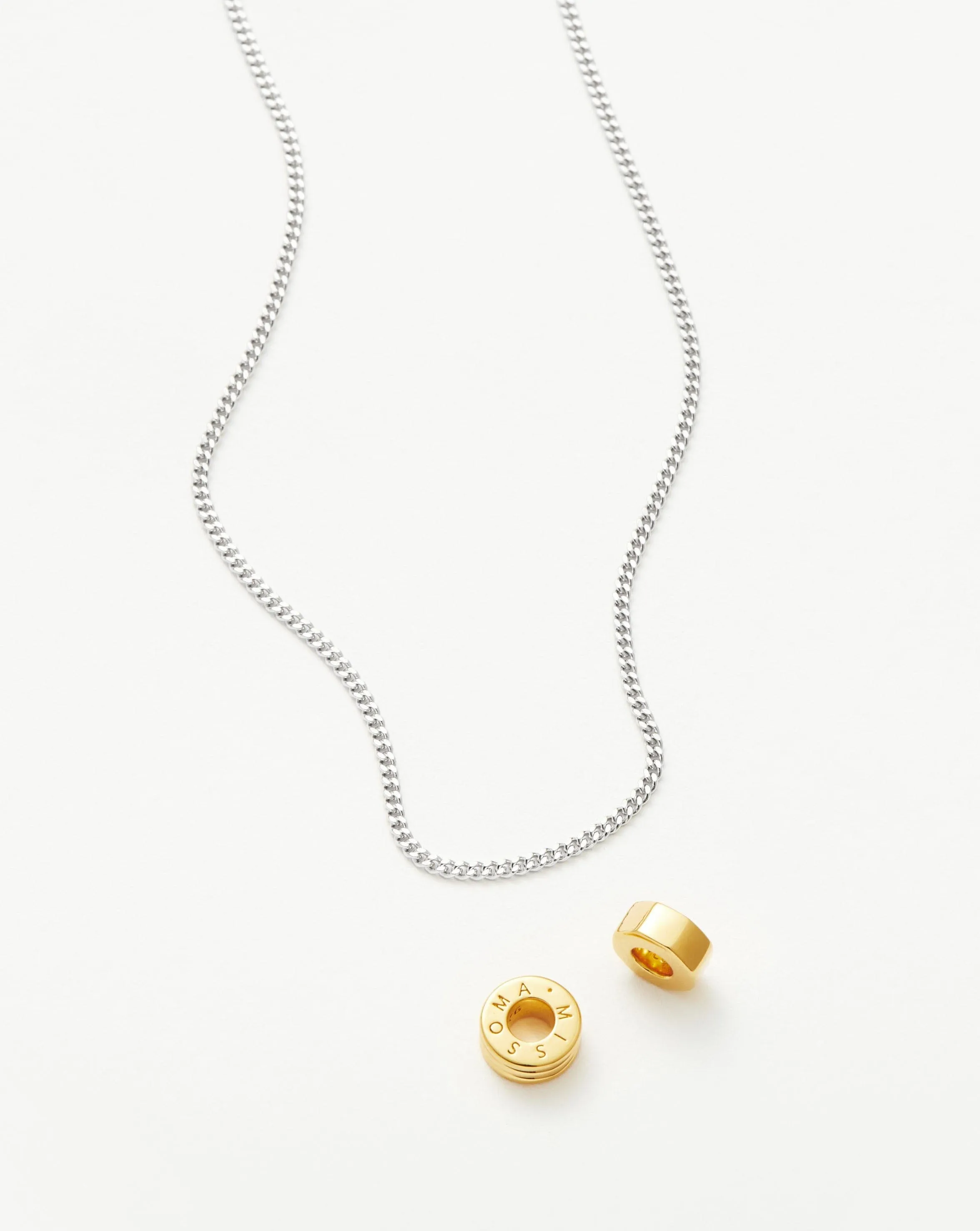 Abacus Beaded Floating Charm Necklace | 18ct Recycled Gold Vermeil and Rhodium on Sterling Silver