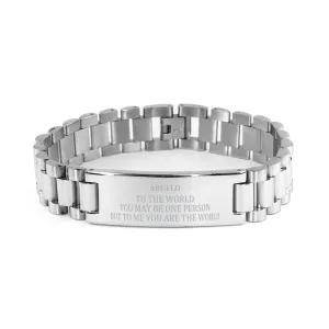 Abuelo Gift. Birthday Meaningful Gifts for Abuelo, To me You are the World. Standout Appreciation Gifts, Ladder Stainless Steel Bracelet for Abuelo