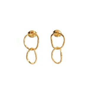 Afiok signature two link stud earrings recycled 24kt yellow gold vermeil