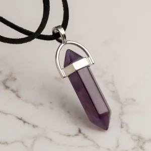 Amethyst Pendant Double Choker Necklace