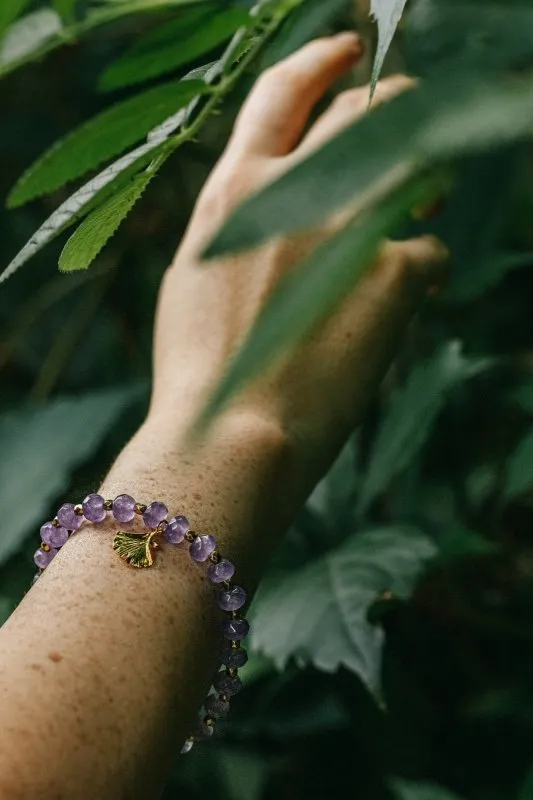 Amethyst Stone Crystal Bracelet with Detail