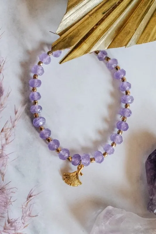 Amethyst Stone Crystal Bracelet with Detail