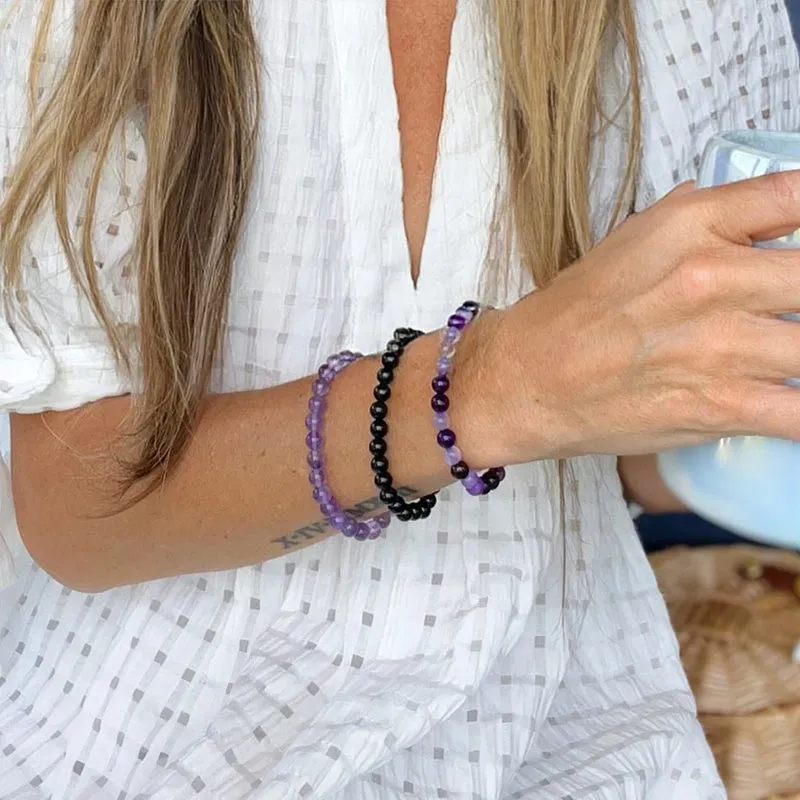 Amethyst Stress Relief Beaded Bracelet