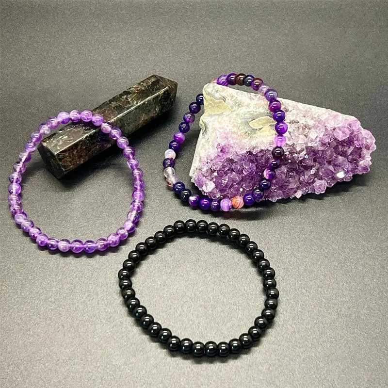 Amethyst Stress Relief Beaded Bracelet