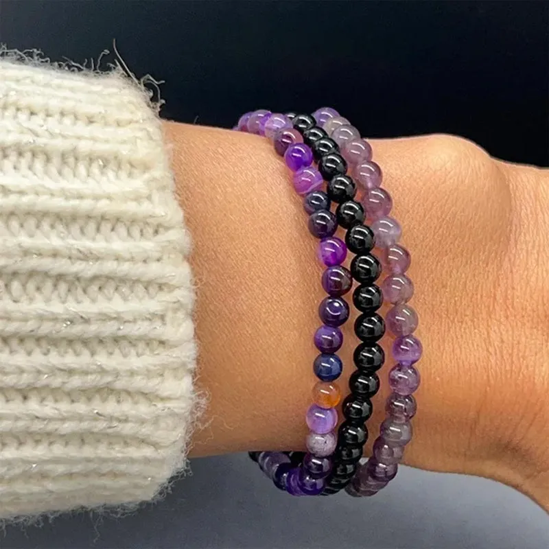 Amethyst Stress Relief Beaded Bracelet