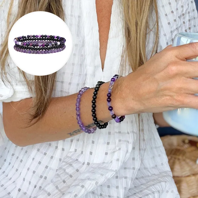 Amethyst Stress Relief Beaded Bracelet