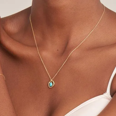 Ania Haie Gold Turquoise Wave Circle Pendant Necklace