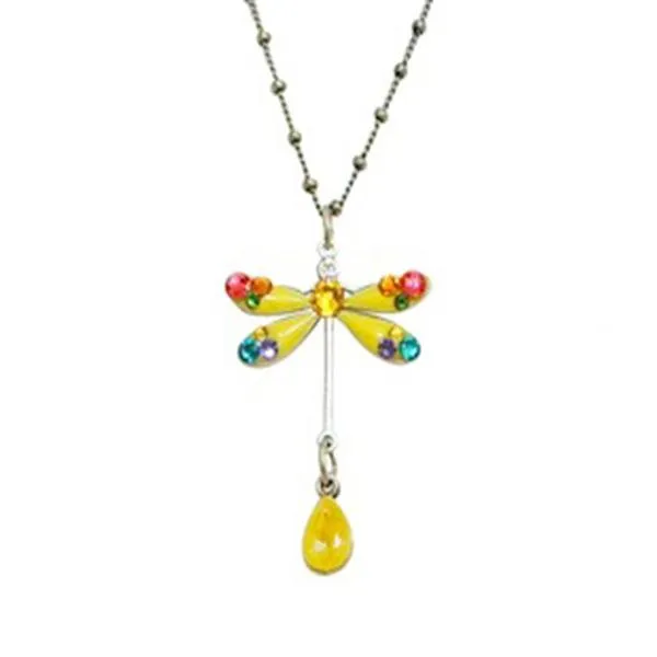 Anne Koplik Summer Breeze Bright Yellow Dragonfly Necklace