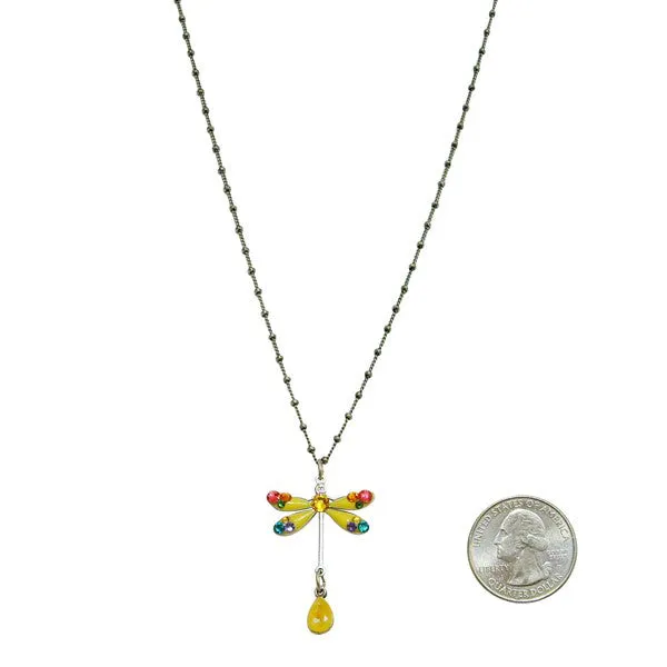 Anne Koplik Summer Breeze Bright Yellow Dragonfly Necklace