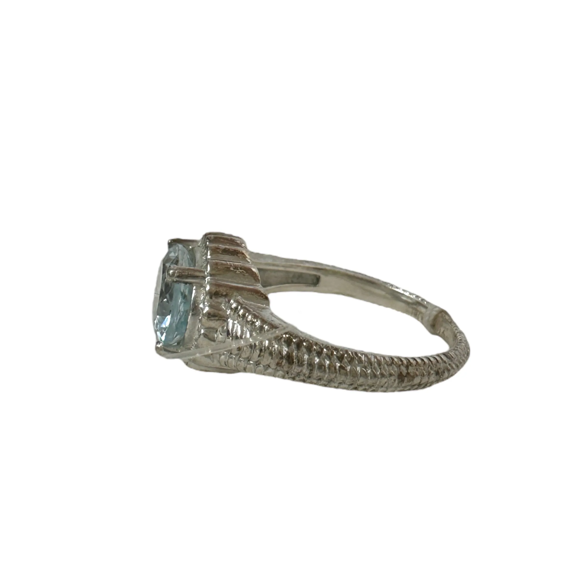 Aquamarine & Sterling Silver Ring By Unknown Brand Size: 9