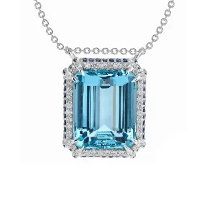 Aquamarine Pendant with Sapphires and Diamonds