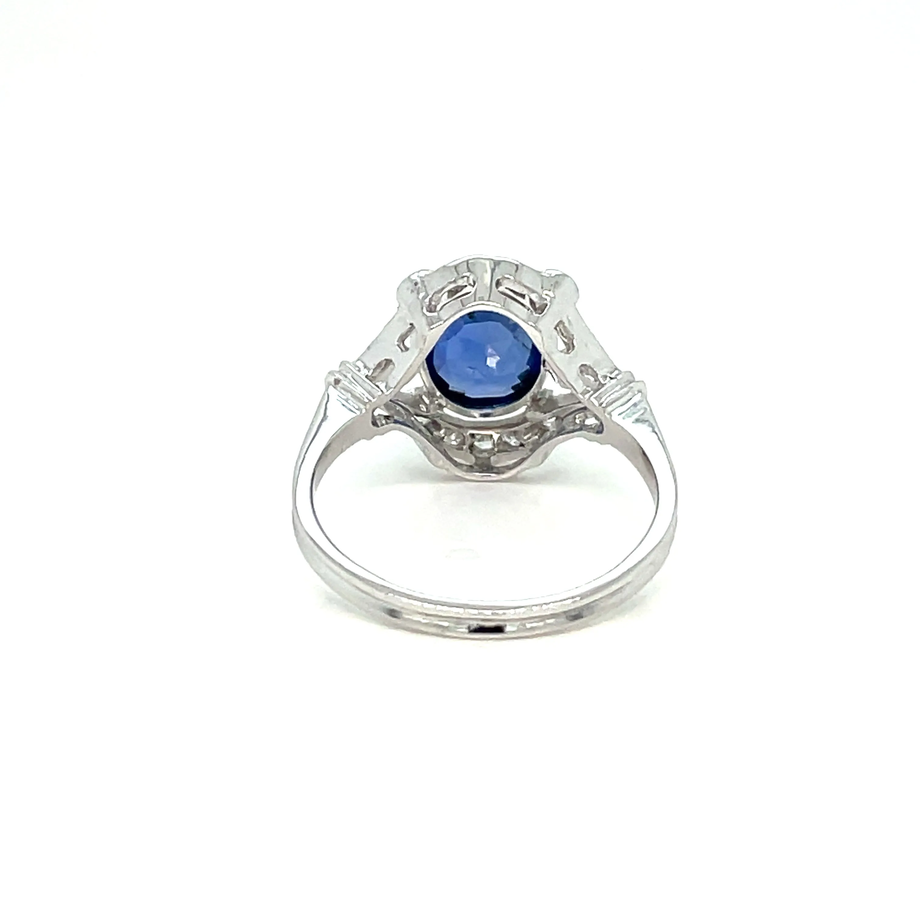 Art Deco Certified Burma Sapphire Diamond Gold Ring