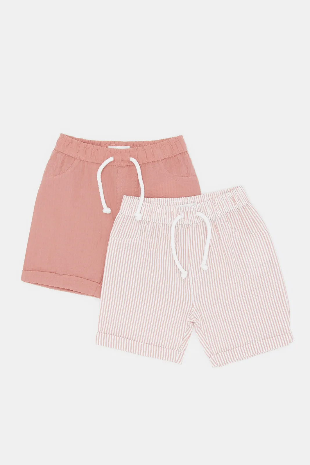 Baby Boys Coral And Red Shorts Set (Pack Of 2)