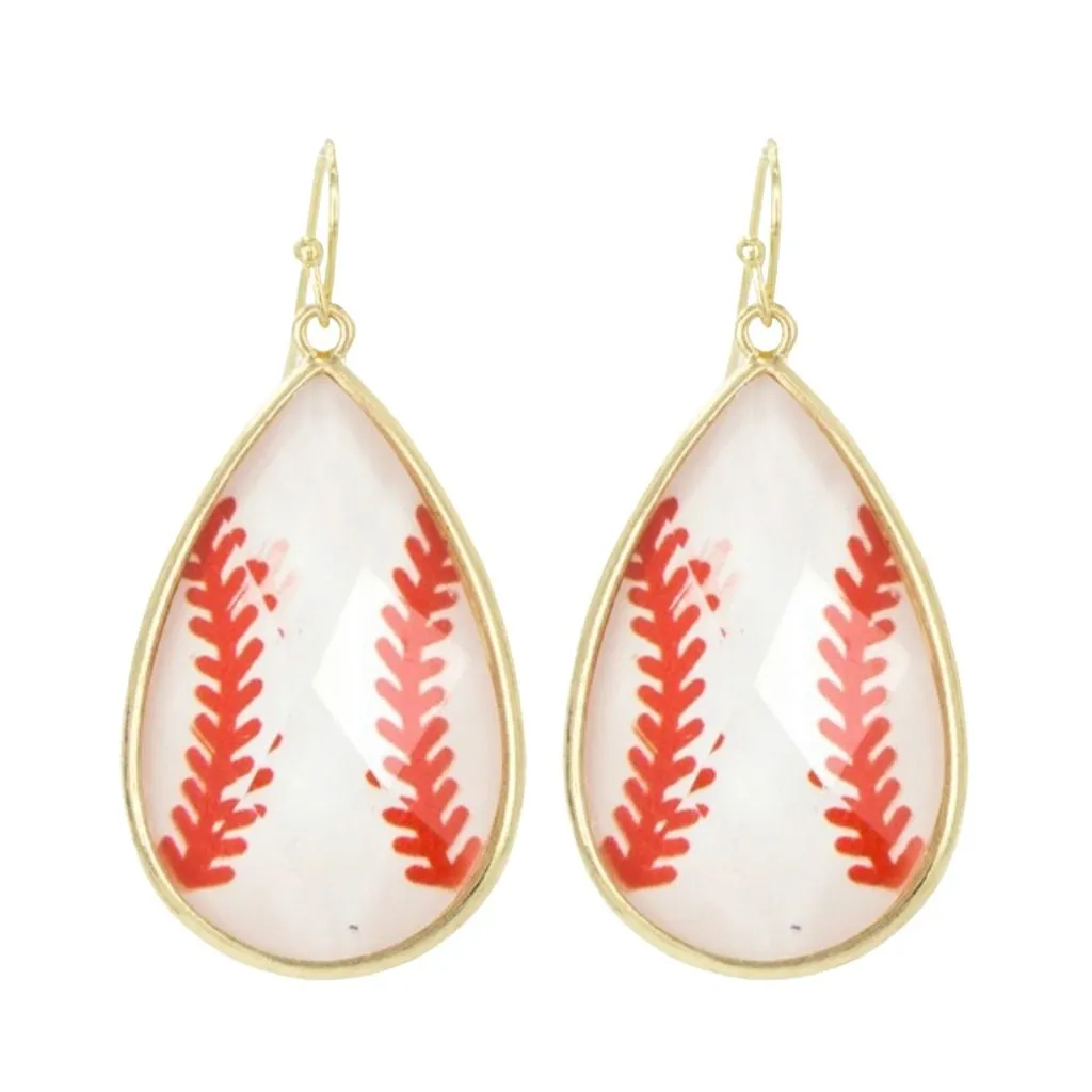 BASEBALL EARRINGS: Play Smart Baseball Gold Hook Earrings