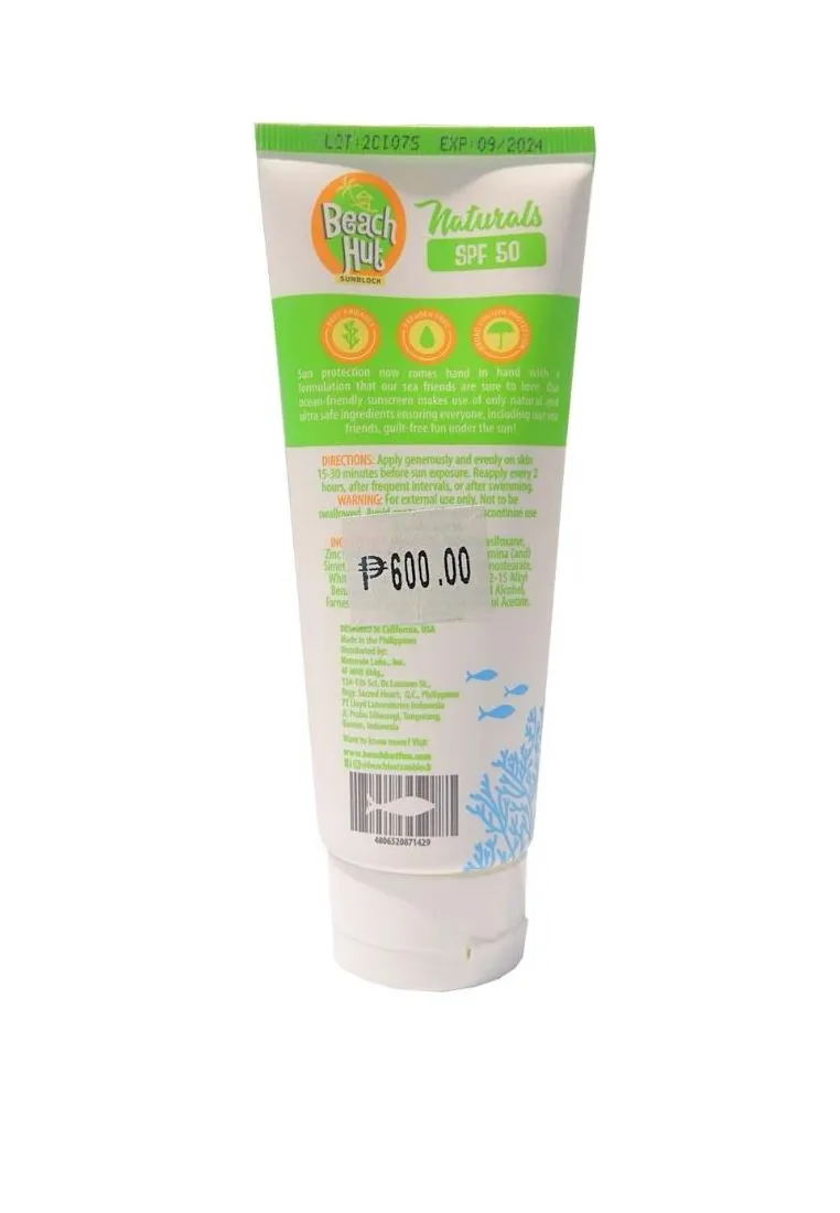 Beach Hut Naturals Reef - Safe SPF 50 Lotion 100ml