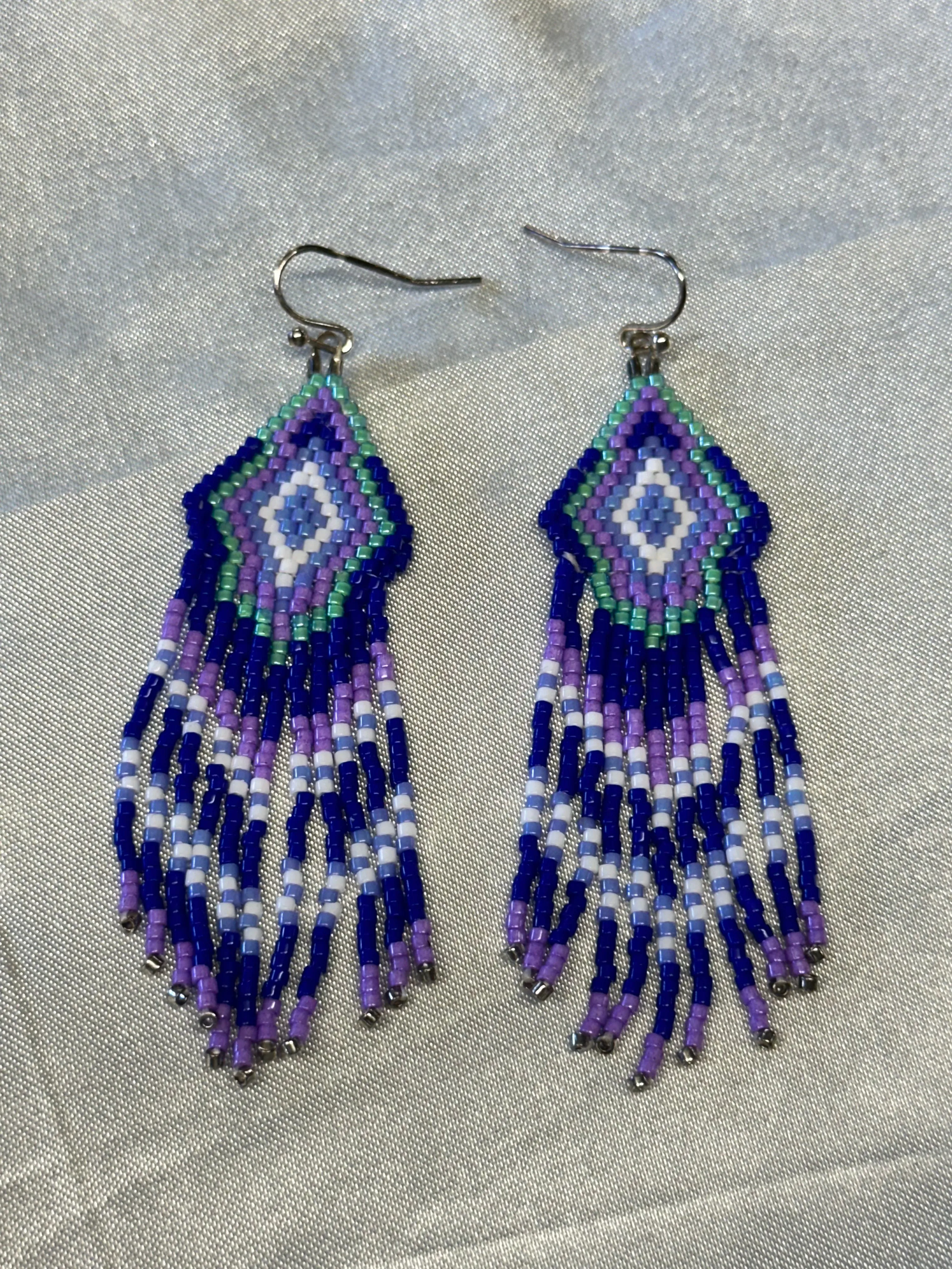 Beaded Fringe Dangle Earrings