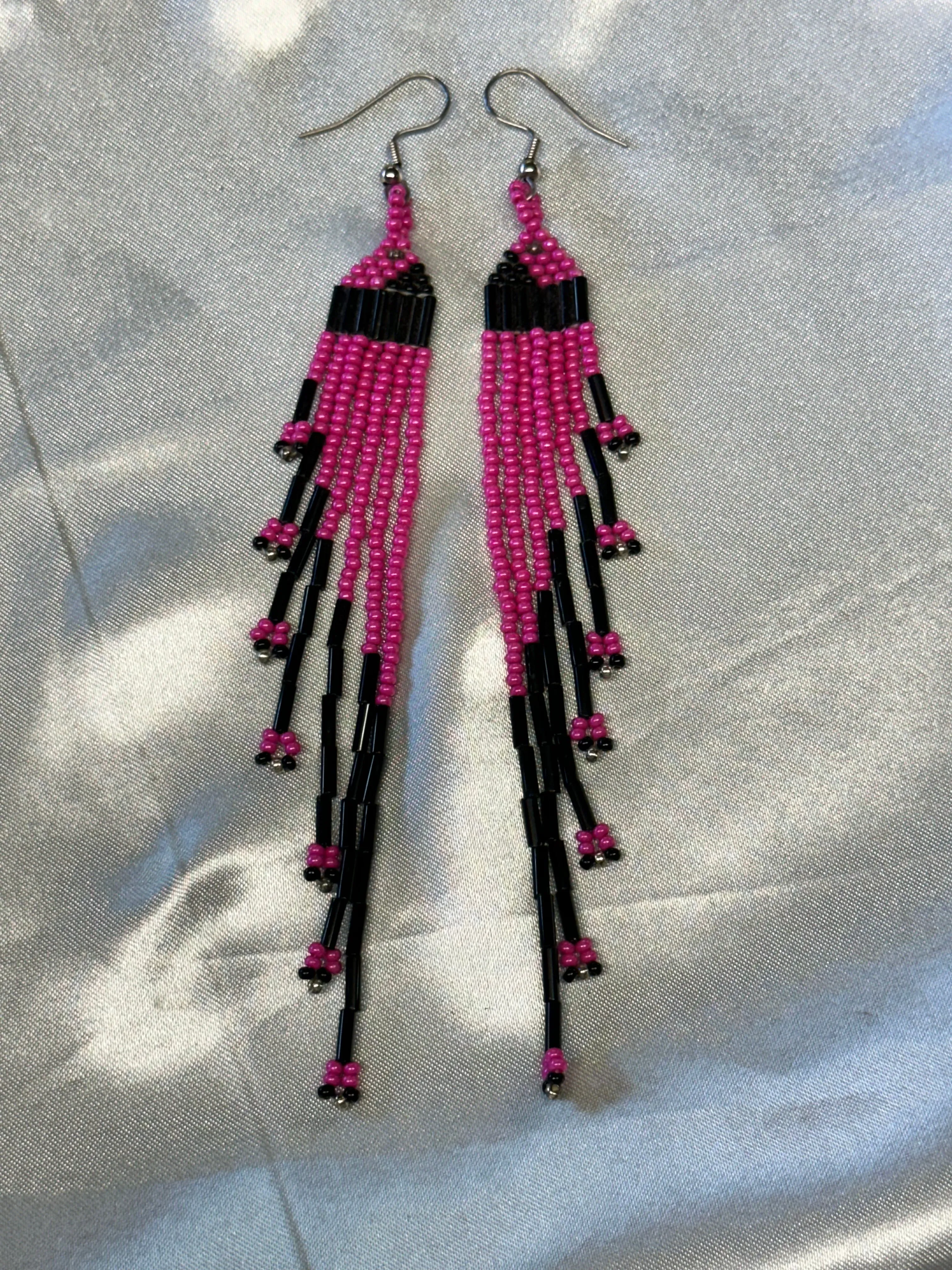 Beaded Fringe Dangle Earrings