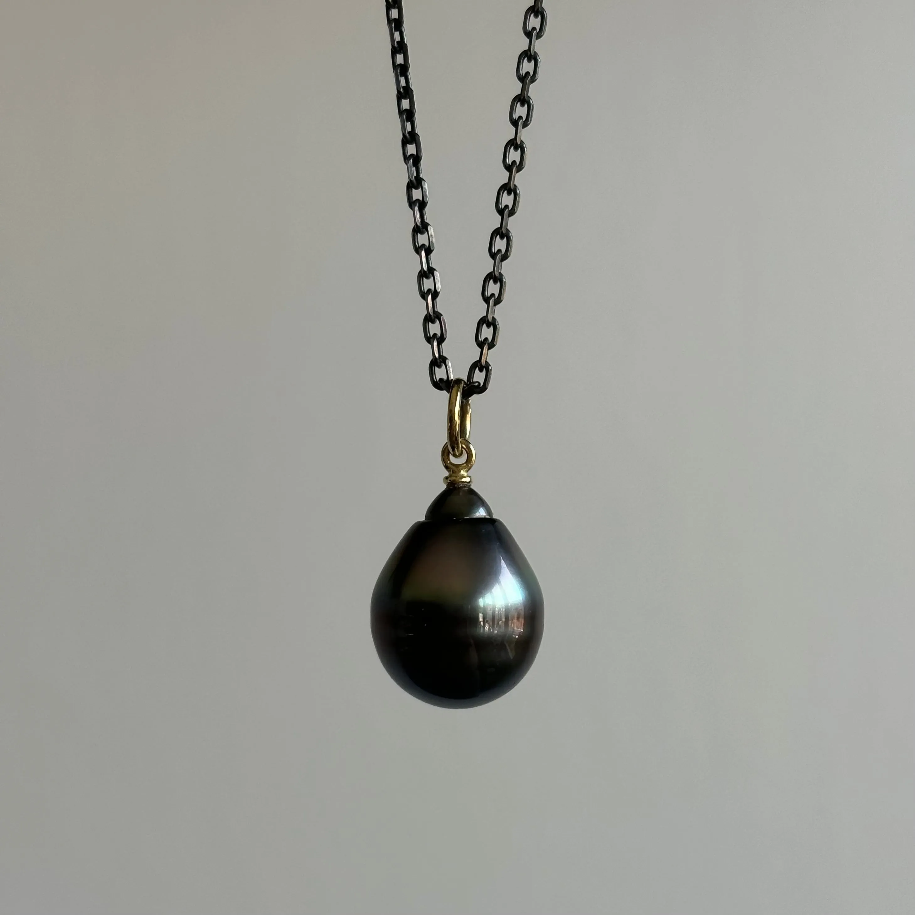 Black Peacock Tahitian Pearl Drop Pendant