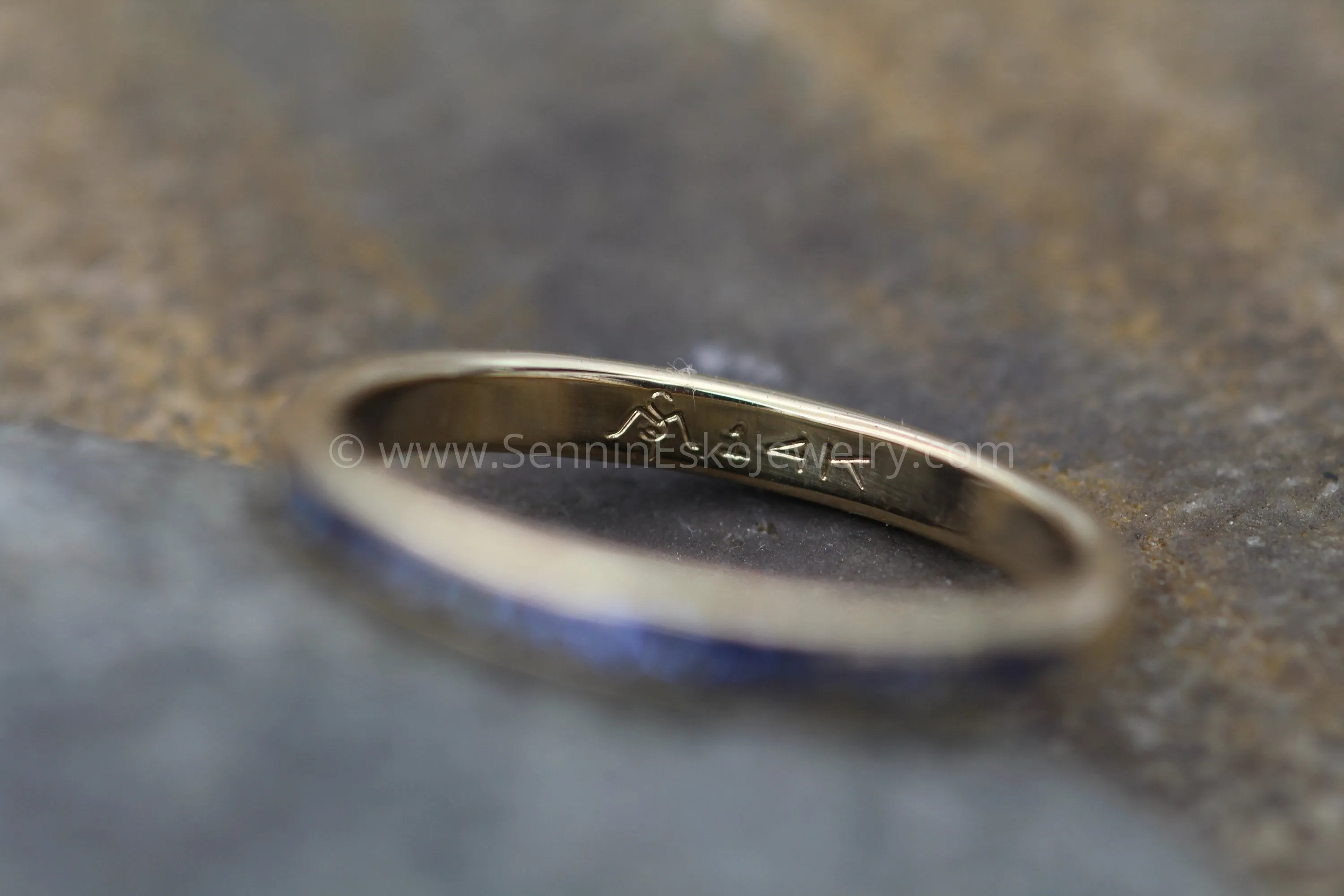 Blue Sapphire Channel Ring - Yellow Gold Sapphire Channel - Sapphire Wedding Band