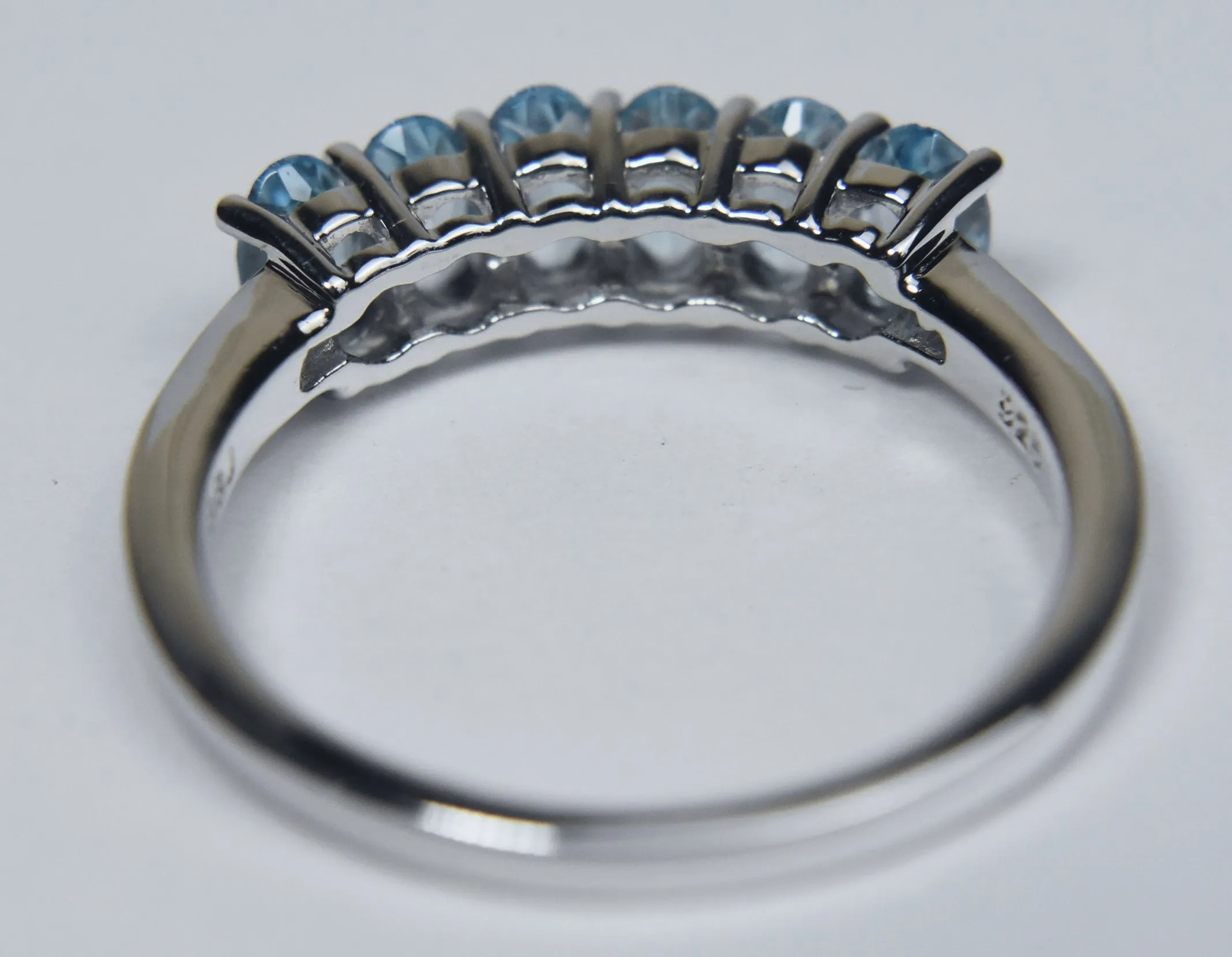 Blue Topaz and Diamond Sterling Silver Ring - Size 7.75