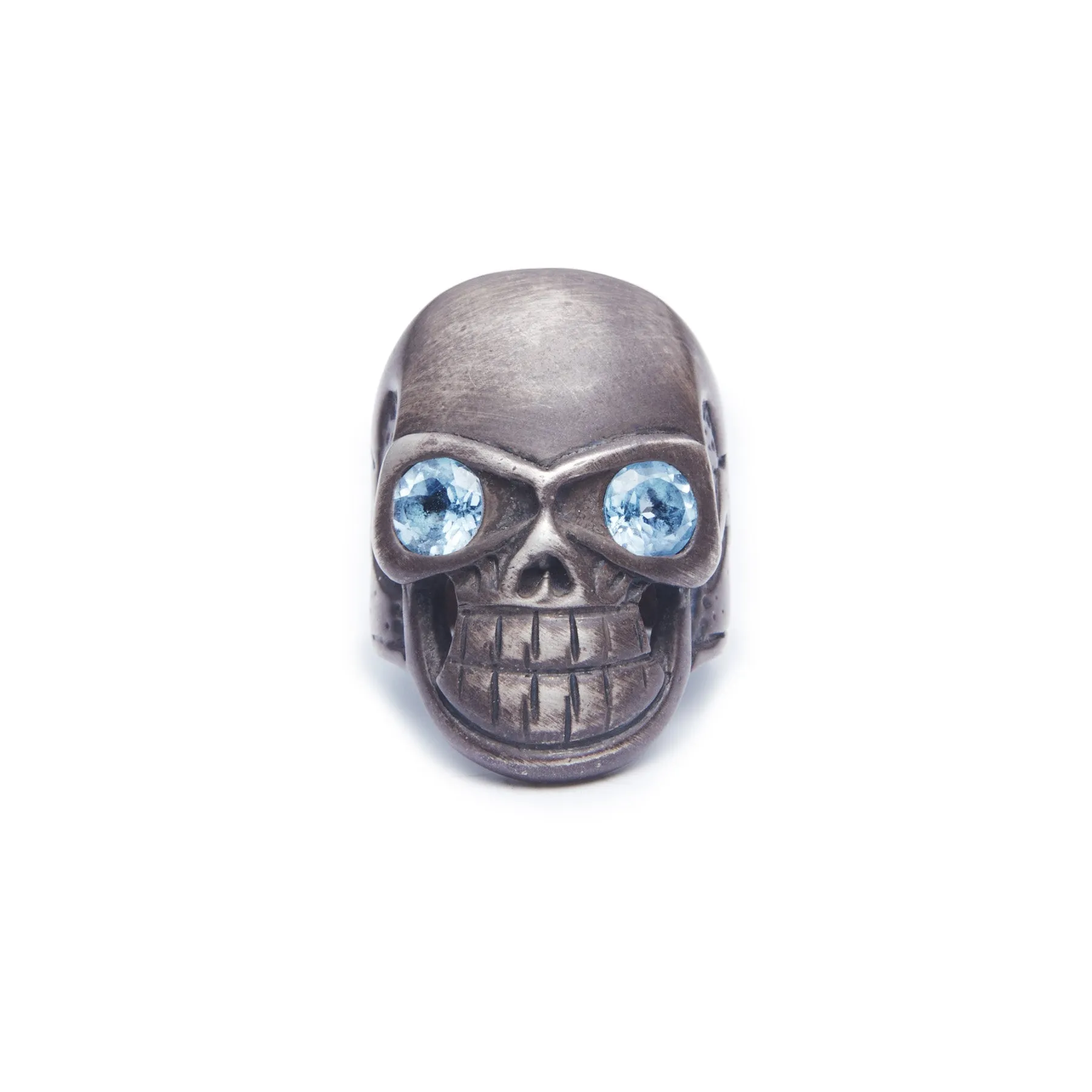 Blue Topaz Skull Ring