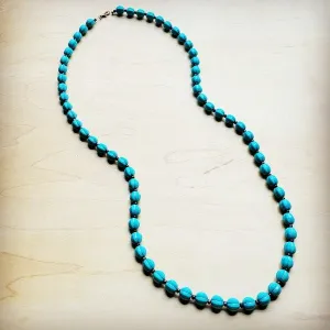 Blue Turquoise & Wood Melon Beaded Necklace