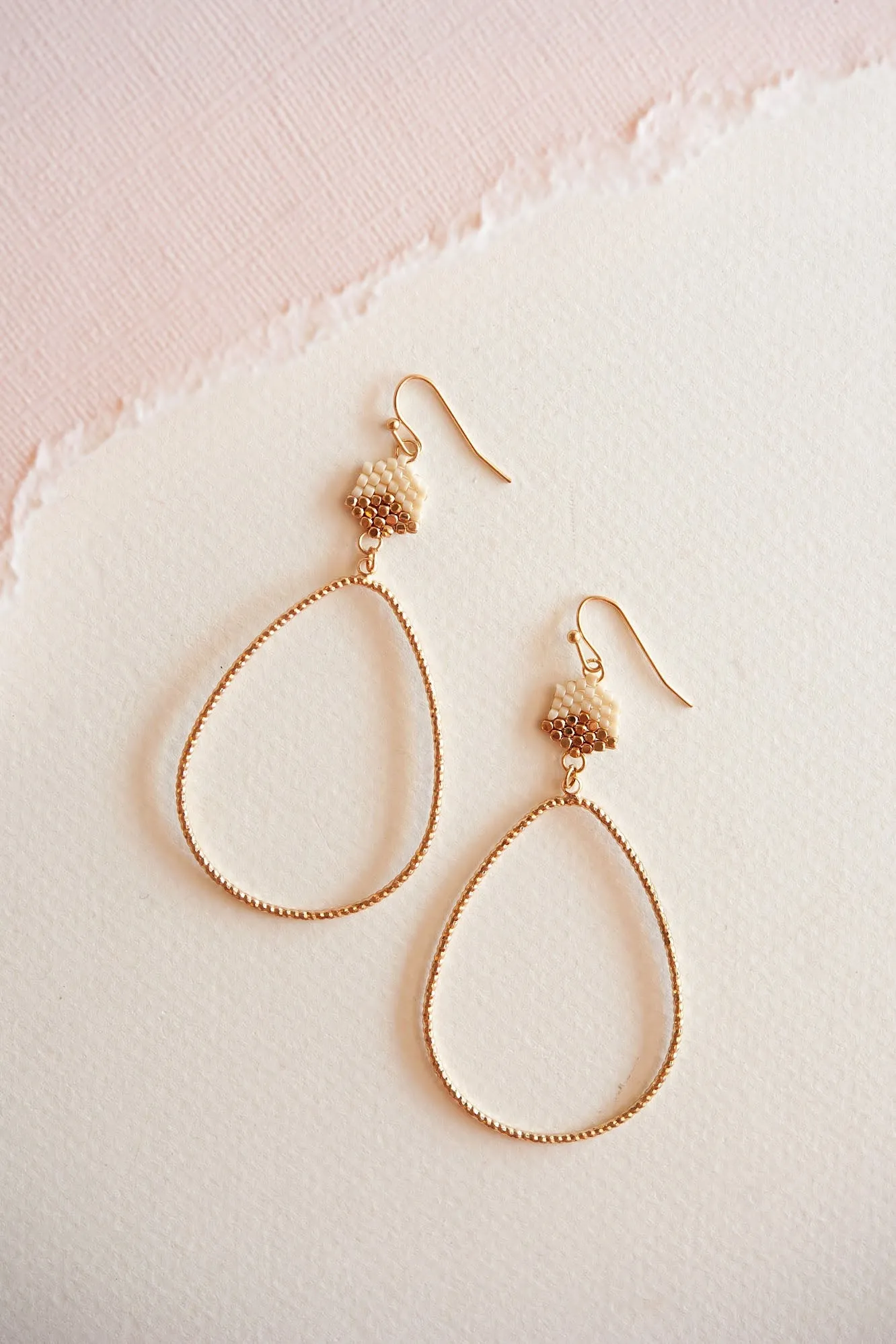 Carlie Gold Teardrop Dangle | Elegant Beaded Teardrop Earring