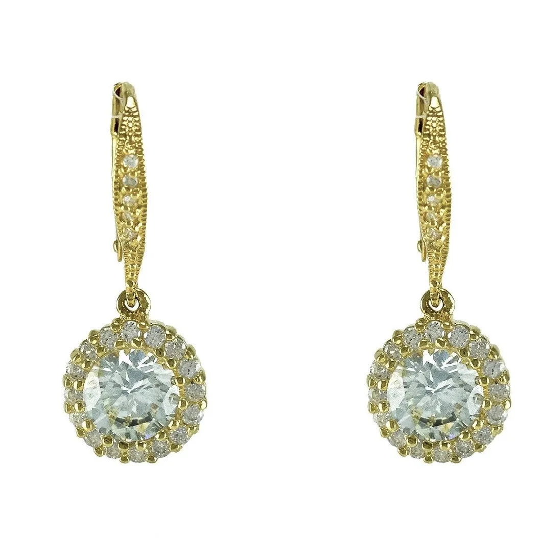 Chasity Round Drop Earrings | 2.8ct | 18k Gold