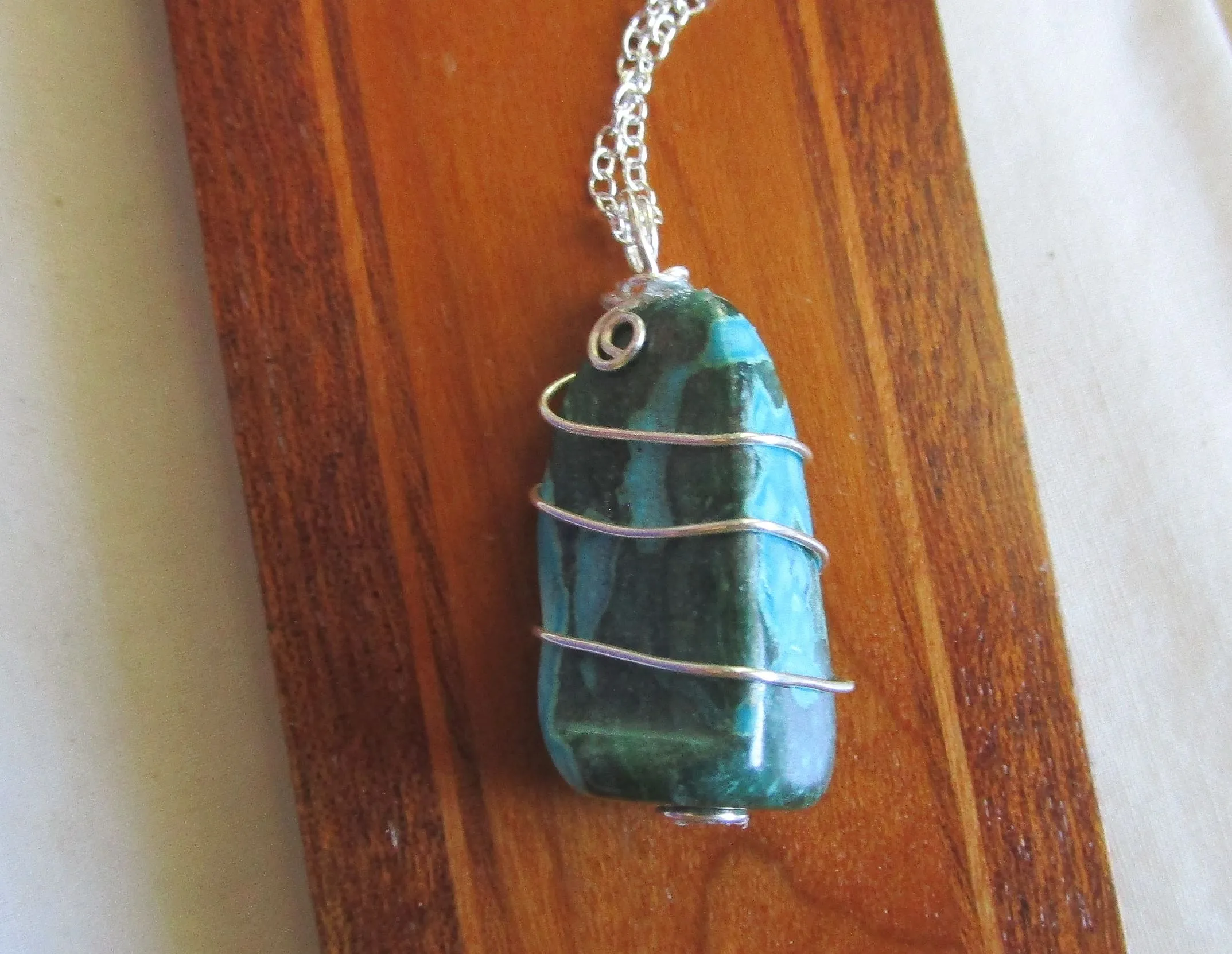 Chrysocolla Natural Colorful Crystal Pendant Necklace