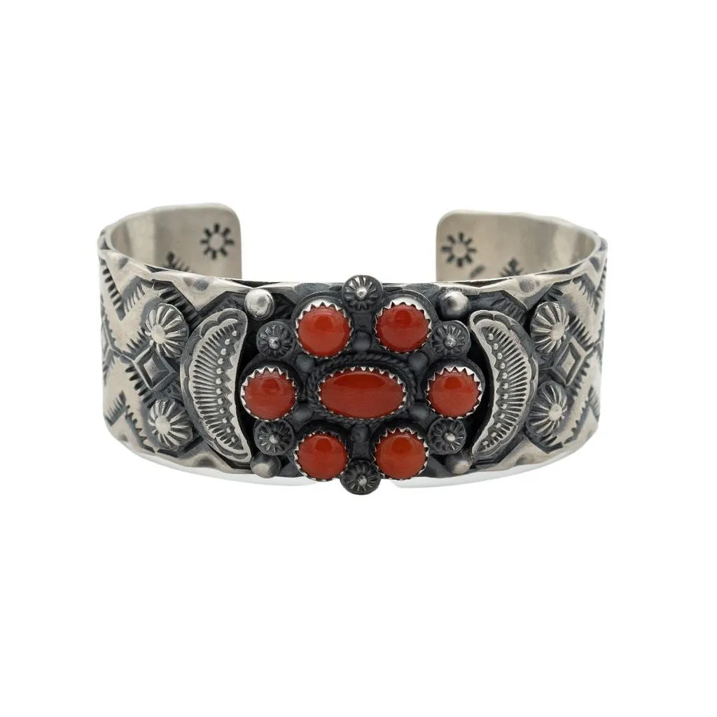 Coral and Sterling Silver Cuff