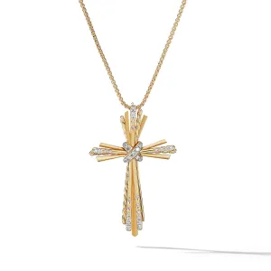 Cross Necklace in 18K Yellow Gold with Pave Diamonds