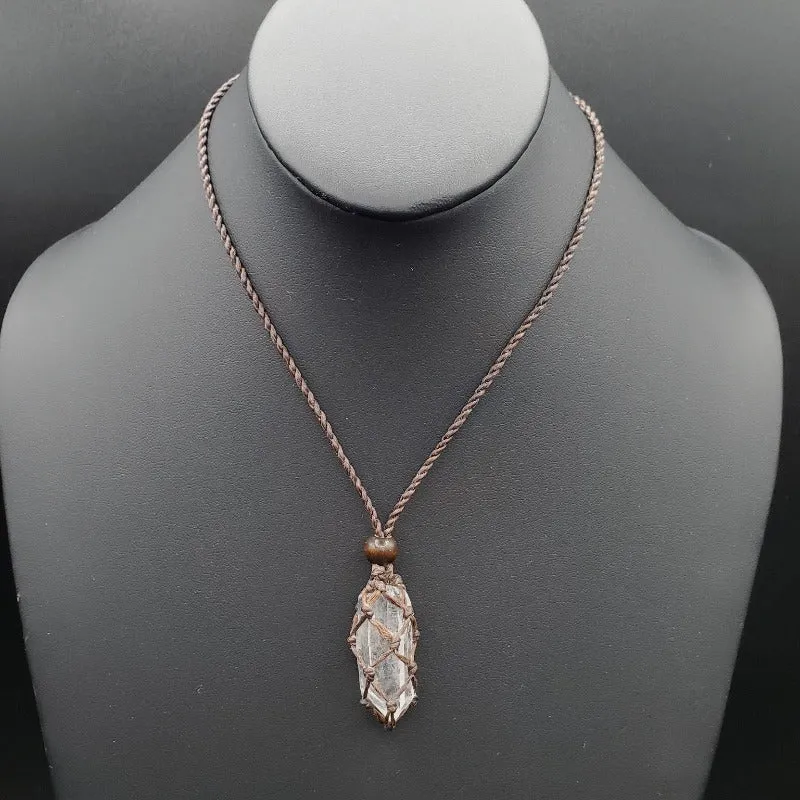 Crystal Holder Necklace with Arkansas Quartz Crystal