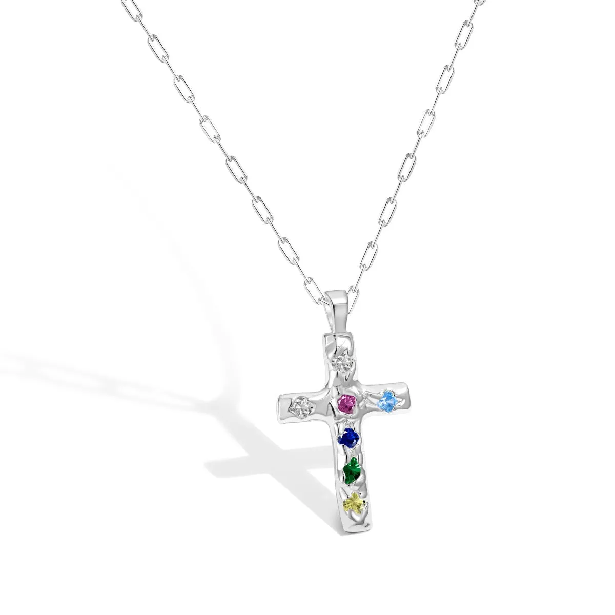 Dainty Rainbow Cross Necklace