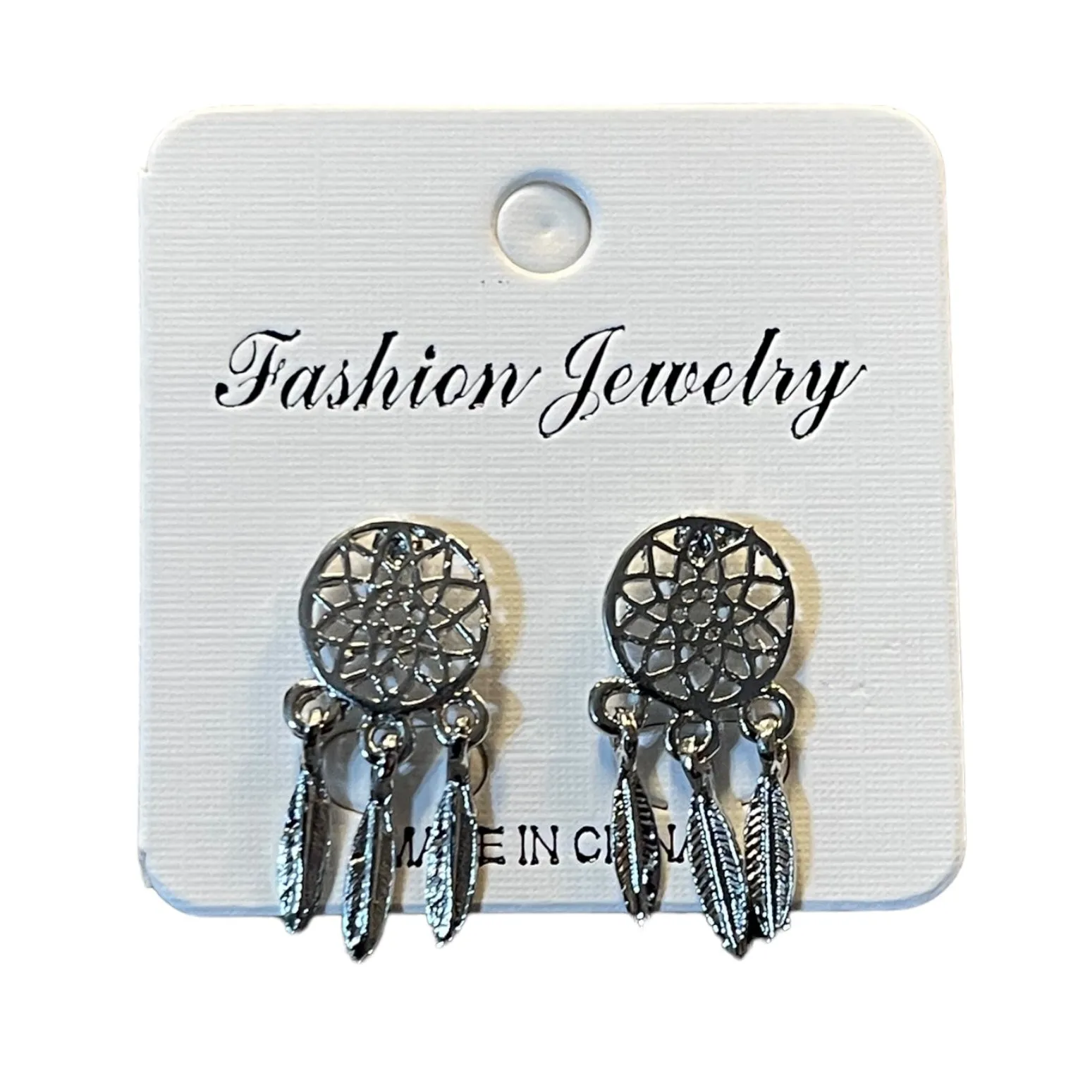 Dreamcatcher Silver Dangle Earrings