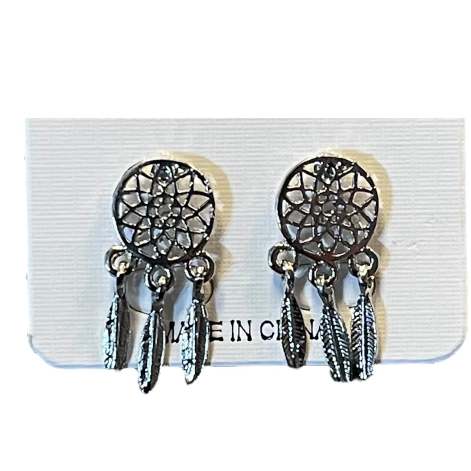 Dreamcatcher Silver Dangle Earrings