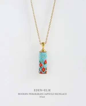 EDEN   ELIE Modern Peranakan capsule pendant necklace - blue