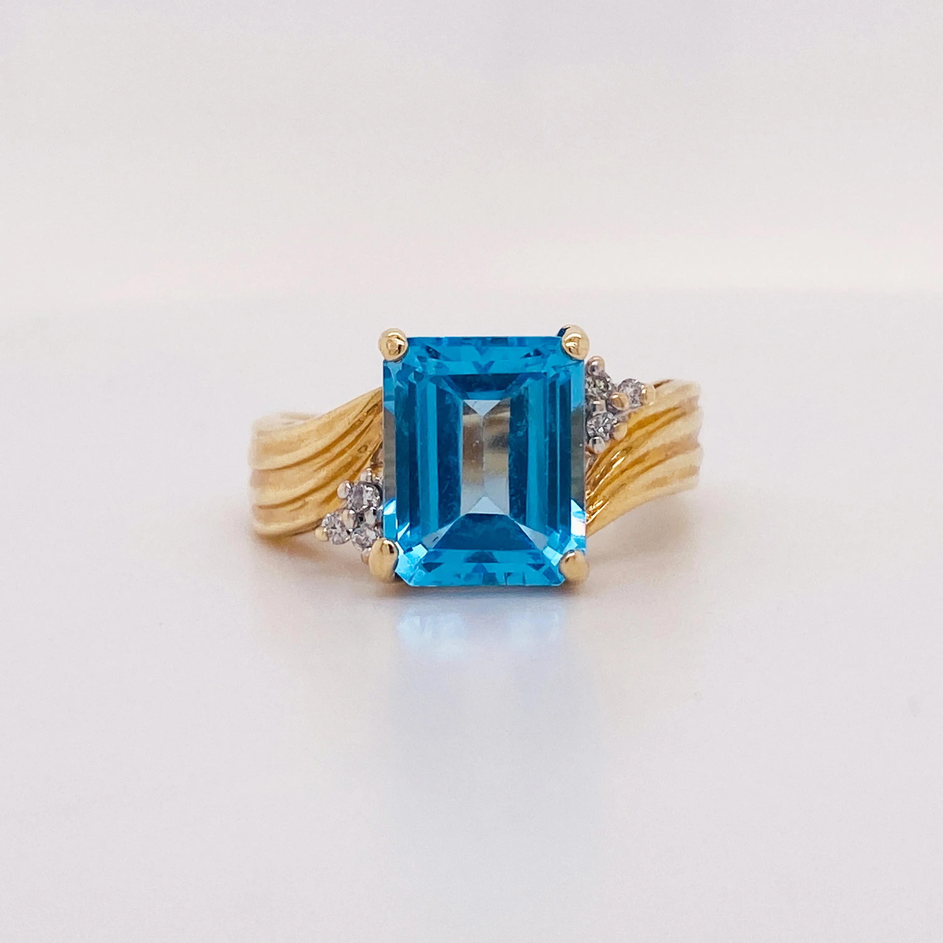 Emerald Cut Blue Topaz Ring