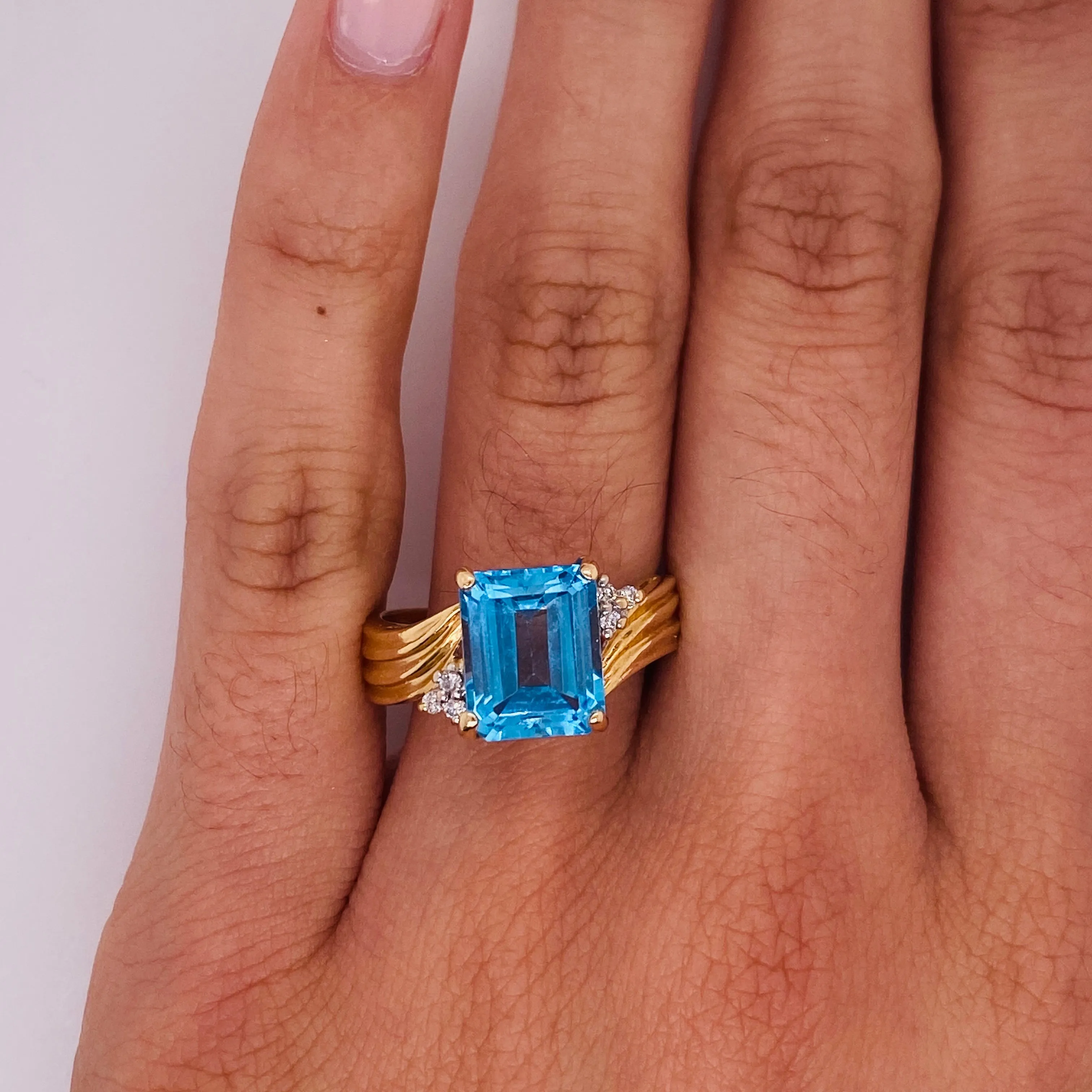 Emerald Cut Blue Topaz Ring